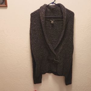 Womens L August Silk dark blue belted sweater